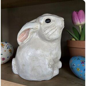 TELLE STEIN, STONE BUNNY W/Tag - 2012 Artist Signed Decorative Rabbit Sculpture,